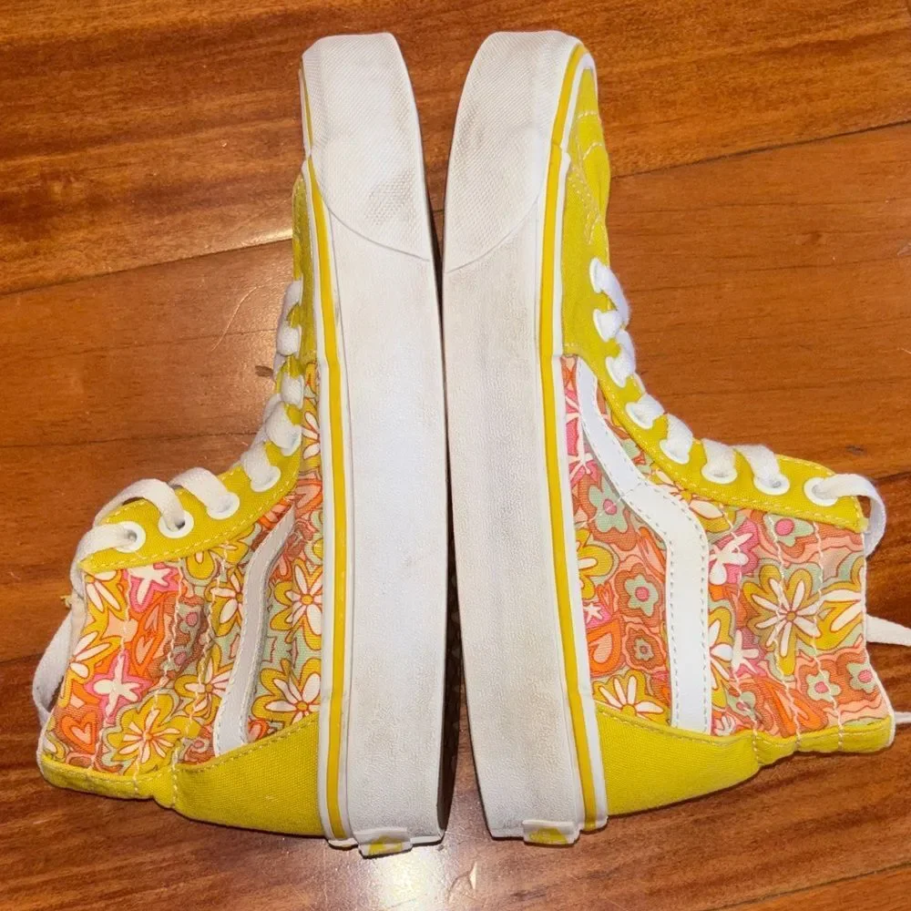Vans Floral Yellow High-Tops sneakers women’s size 5.5